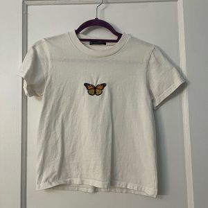 Brandy Melville White Butterfly Shirt